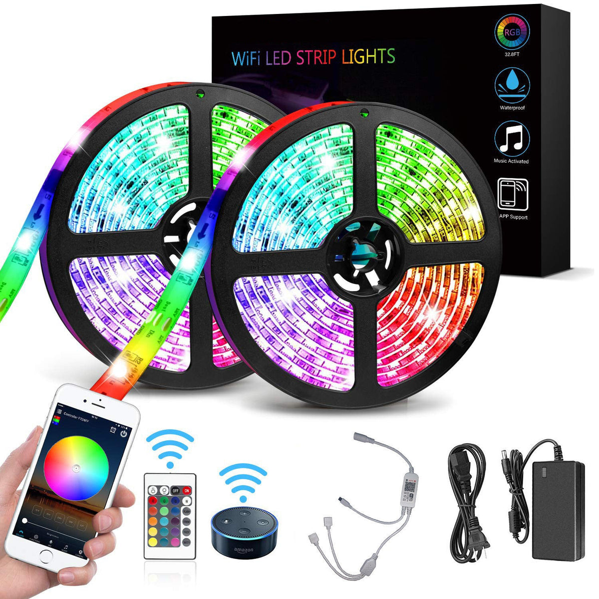 HKM-314963 Smart Wi-Fi LED Strip Light Controller with 5050 RGB Waterproof and Voice Control