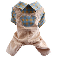 HKM-3151293 Casual Rabbit Check Overalls for Bichon Dogs in Yellow and Pink Checks