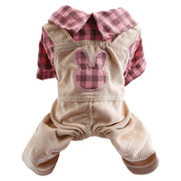 HKM-3151293 Casual Rabbit Check Overalls for Bichon Dogs in Yellow and Pink Checks