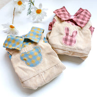 HKM-3151293 Casual Rabbit Check Overalls for Bichon Dogs in Yellow and Pink Checks