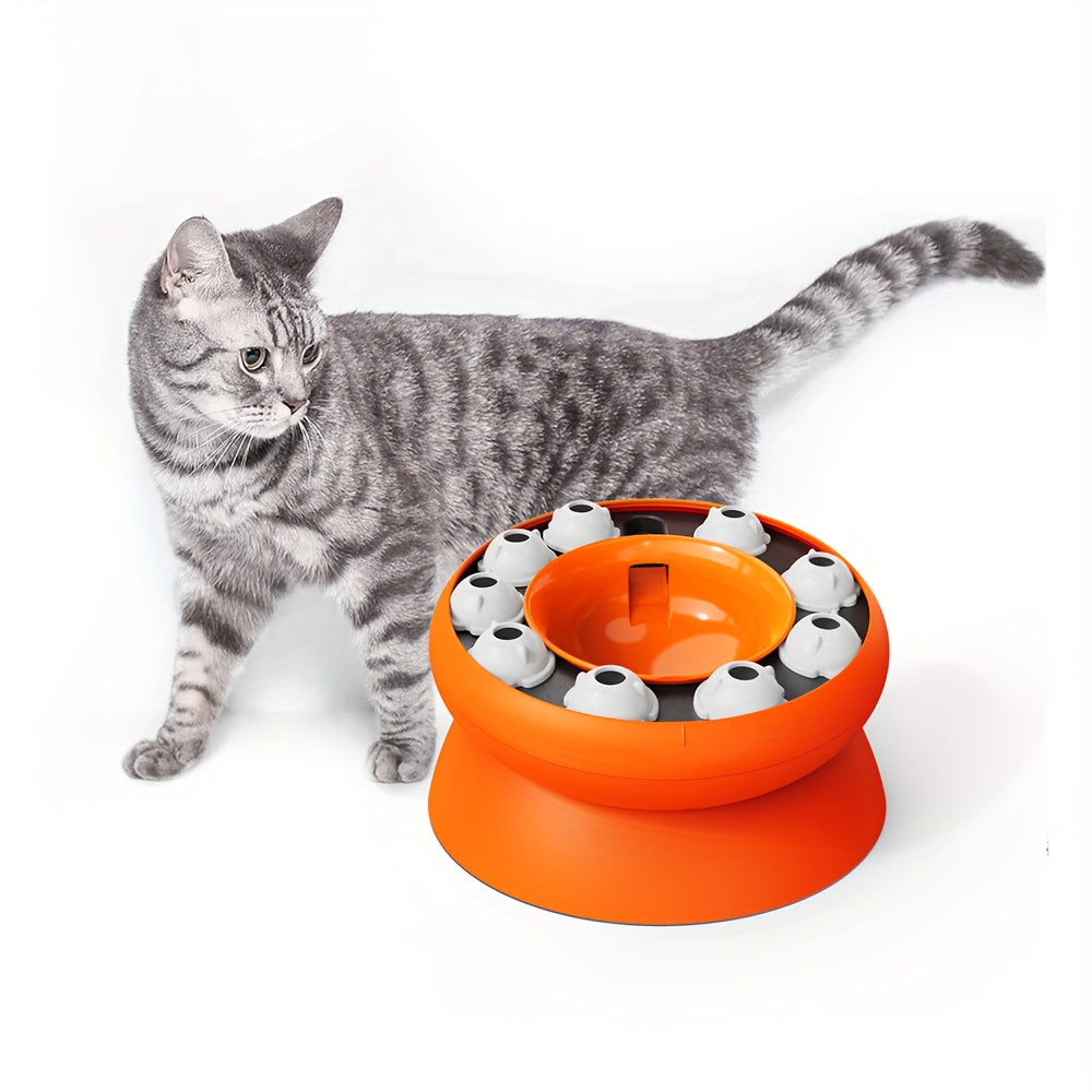 HKM-3151549 Elevated Cat Slow Feeder Bowl - Interactive Puzzle for Dry Food and Snacks, Promotes Healthy Eating Habits
