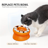 HKM-3151549 Elevated Cat Slow Feeder Bowl - Interactive Puzzle for Dry Food and Snacks, Promotes Healthy Eating Habits