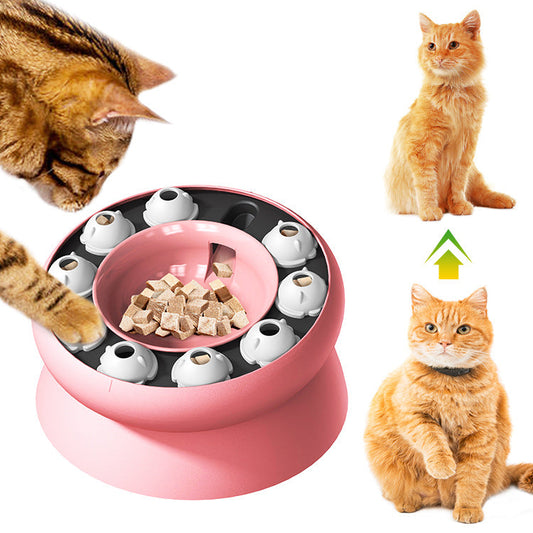 HKM-3151549 Elevated Cat Slow Feeder Bowl - Interactive Puzzle for Dry Food and Snacks, Promotes Healthy Eating Habits