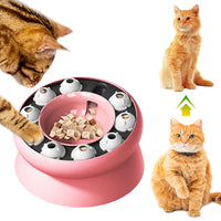 HKM-3151549 Elevated Cat Slow Feeder Bowl - Interactive Puzzle for Dry Food and Snacks, Promotes Healthy Eating Habits
