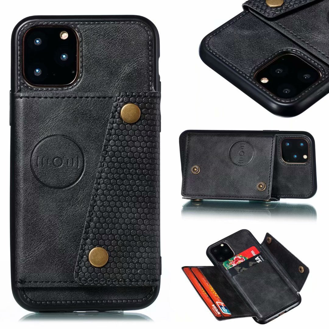 HKM-315219 Applique Leather Double Buckle Phone Case for Various Xiaomi and Redmi Models