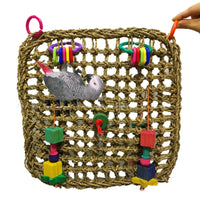 HKM-315219 Natural Straw Parrot Hammock for Cozy Nesting - 30x30x35cm