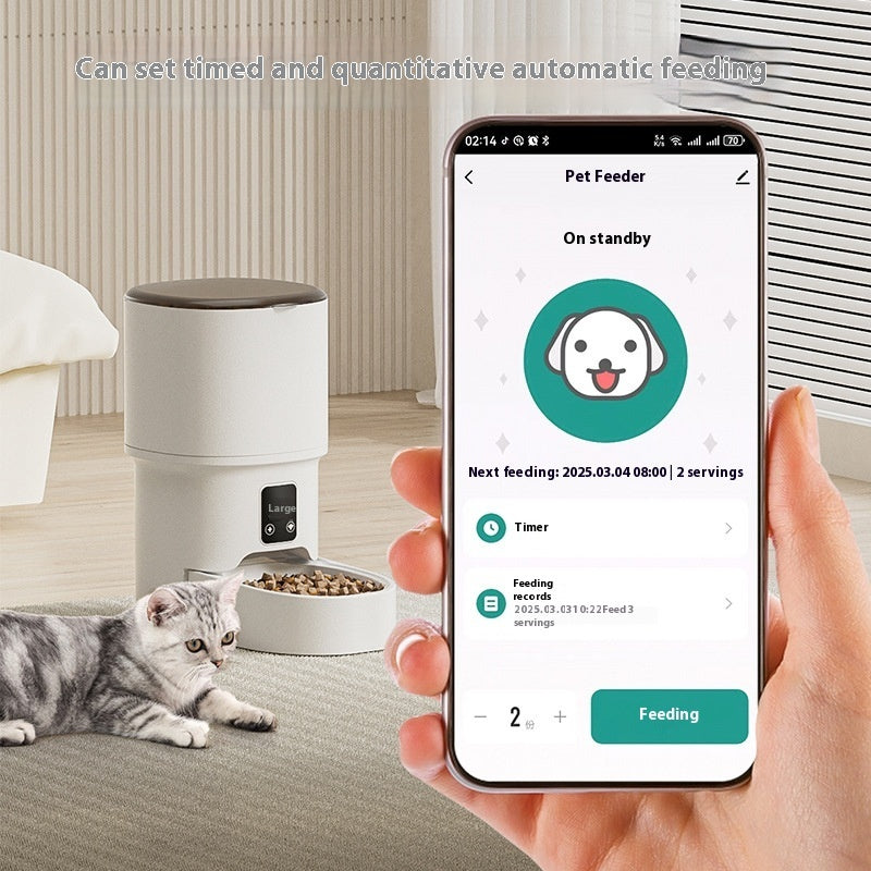 HKM-3152573 Automatic Pet Feeder with 4L Capacity - Smart WIFI and Basic Style Options in White and Black