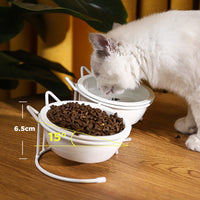 HKM-3152701 Ceramic Cat Food Bowl for Cervical Spine Protection - Automatic Feeding, Single & Double Bowl Options
