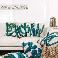 HKM-315347 Cactus Pattern Cushion Cover, 45x45 CM Polyester Decorative Pillow Case for Home and Office