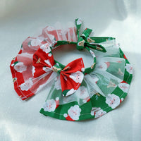 HKM-3154109 Red and Green Christmas Pet Scarf for Medium and Large Dogs - Santa Claus Design