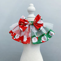 HKM-3154109 Red and Green Christmas Pet Scarf for Medium and Large Dogs - Santa Claus Design