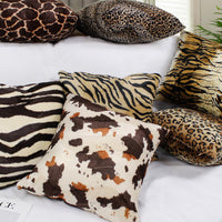 HKM-315411 Leopard Print Plush Cushion Cover in Multiple Colors