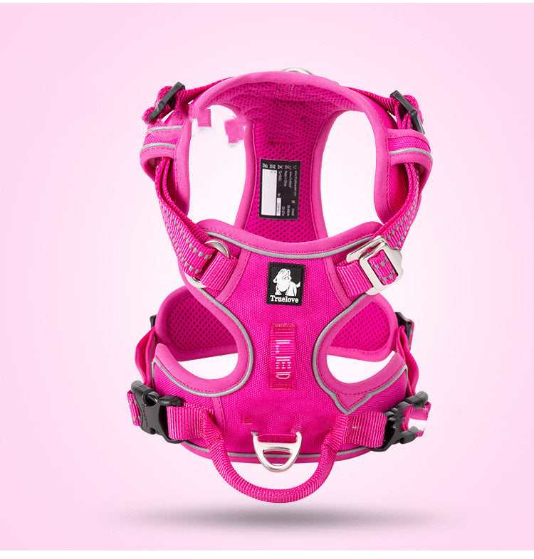 HKM-3155773 Adjustable Nylon Dog Harness with Traction Rope for Small to Large Dogs - Multiple Colors Available
