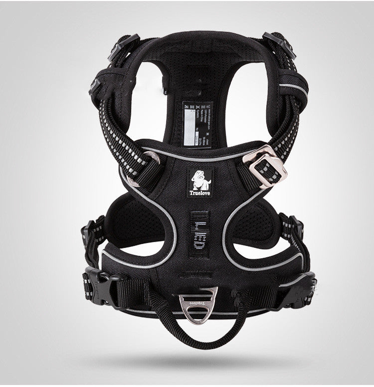 HKM-3155773 Adjustable Nylon Dog Harness with Traction Rope for Small to Large Dogs - Multiple Colors Available