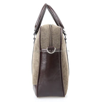 HKM-315667 Cotton Laptop Briefcase with PU Trim for Men - Stylish Business Carrying Bag
