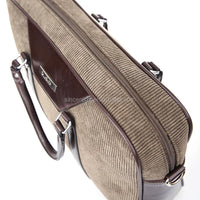 HKM-315667 Cotton Laptop Briefcase with PU Trim for Men - Stylish Business Carrying Bag