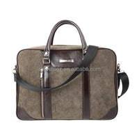 HKM-315667 Cotton Laptop Briefcase with PU Trim for Men - Stylish Business Carrying Bag