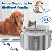 HKM-315731 Stainless Steel 3.2L Pet Water Fountain with Ultra-Quiet Pump and Replacement Filters