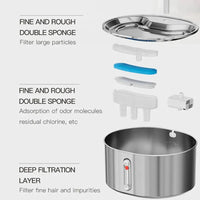 HKM-315731 Stainless Steel 3.2L Pet Water Fountain with Ultra-Quiet Pump and Replacement Filters