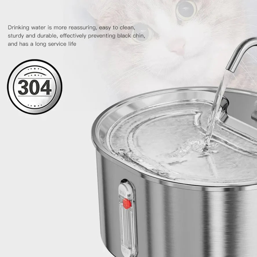 HKM-315731 Stainless Steel 3.2L Pet Water Fountain with Ultra-Quiet Pump and Replacement Filters