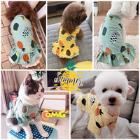 HKM-315731 Summer Cotton Pet Skirt and T-Shirt Set for Small Dogs and Cats in Pineapple Designs