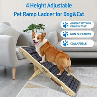 HKM-3157949 Wooden Pet Folding Ladder for Older Dogs - 41.5x30cm, Solid Design