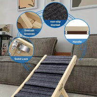 HKM-3157949 Wooden Pet Folding Ladder for Older Dogs - 41.5x30cm, Solid Design