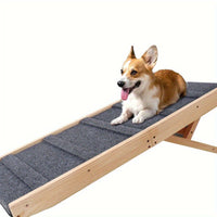 HKM-3157949 Wooden Pet Folding Ladder for Older Dogs - 41.5x30cm, Solid Design
