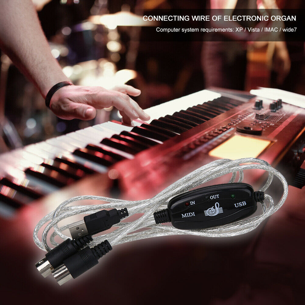 HKM-315795 USB to MIDI Keyboard Adapter Cable for Computer Music Editing - 2m Length