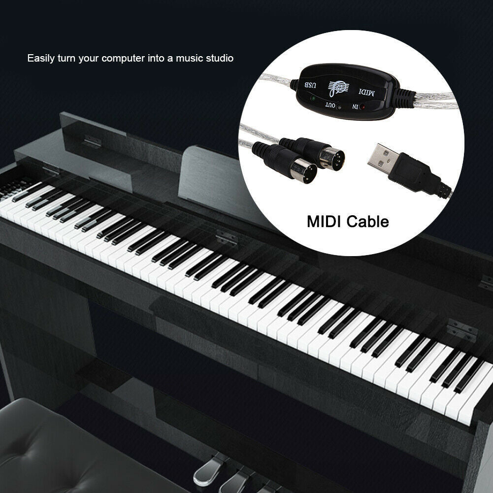 HKM-315795 USB to MIDI Keyboard Adapter Cable for Computer Music Editing - 2m Length