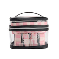 HKM-315859 Multifunctional Folding Makeup Kit in Pink Floral Design with Waterproof Synthetic Leather