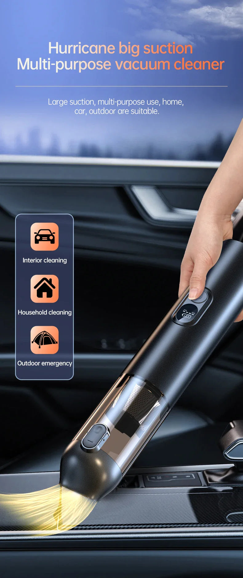 HKM-315859 Wireless 4-in-1 Handheld Vacuum Cleaner with Strong Suction for Home and Car Use