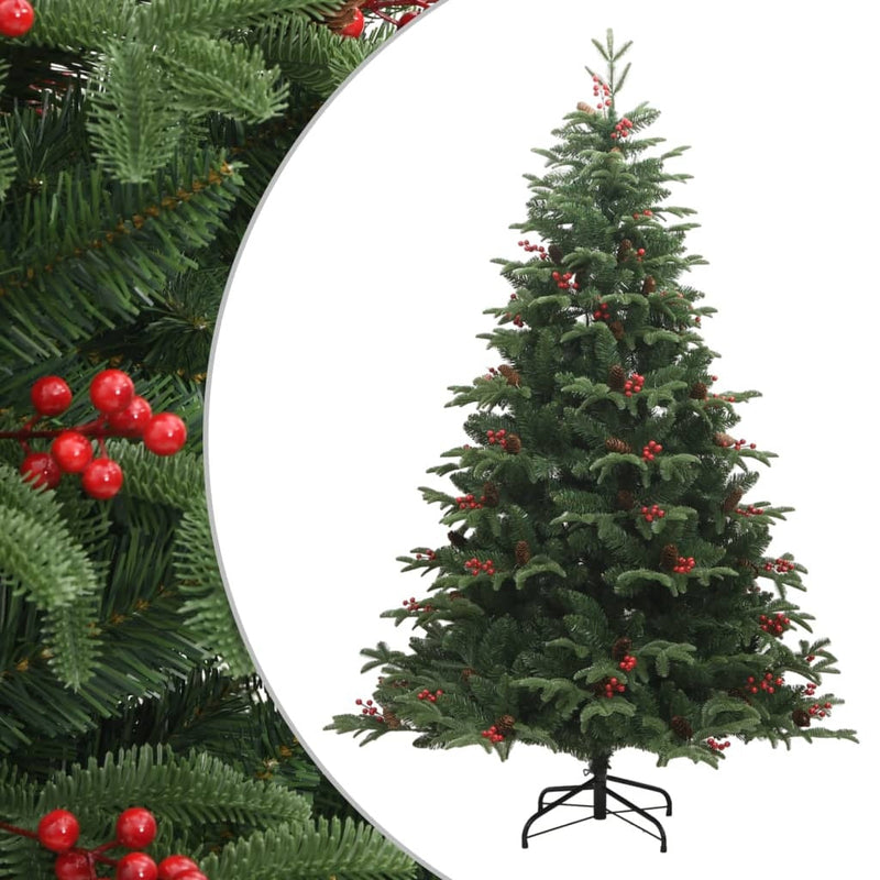 HKM-315923 Foldable 180 cm Artificial Christmas Tree with Lifelike Cones & Berries