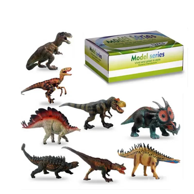 HKM-315923 Lifelike Plastic Dinosaur Toy Set for Kids Aged 5-13 Years, 12 Piece Collection