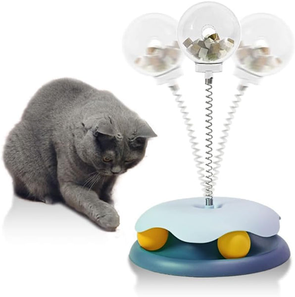 HKM-3159741 Interactive Cat Treat Dispenser Toy with Track Ball for Slow Feeding and Entertainment