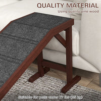HKM-3160637 Wooden Dog Ramp with Non-Slip Carpet and Easy Access Platform, 74 x 16 x 25 Inches, Brown