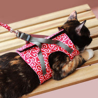 HKM-3161533 Japanese Style Cat Towing Rope Harness - Breathable Polyester Canvas, Sizes XS/S, 3 Colors Available