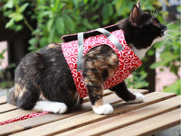 HKM-3161533 Japanese Style Cat Towing Rope Harness - Breathable Polyester Canvas, Sizes XS/S, 3 Colors Available