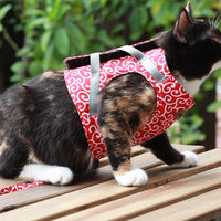 HKM-3161533 Japanese Style Cat Towing Rope Harness - Breathable Polyester Canvas, Sizes XS/S, 3 Colors Available