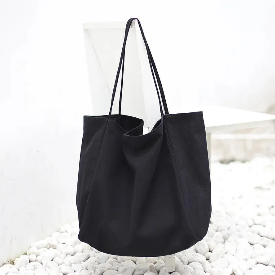 HKM-316179 Korean Style Large Canvas Shopping Bag - Simple Retro Shoulder Sling Bag