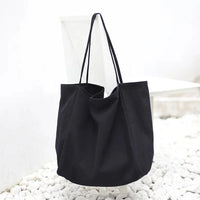 HKM-316179 Korean Style Large Canvas Shopping Bag - Simple Retro Shoulder Sling Bag