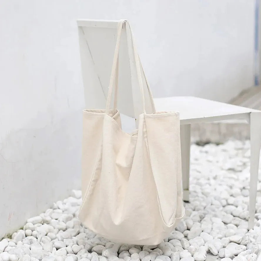 HKM-316179 Korean Style Large Canvas Shopping Bag - Simple Retro Shoulder Sling Bag