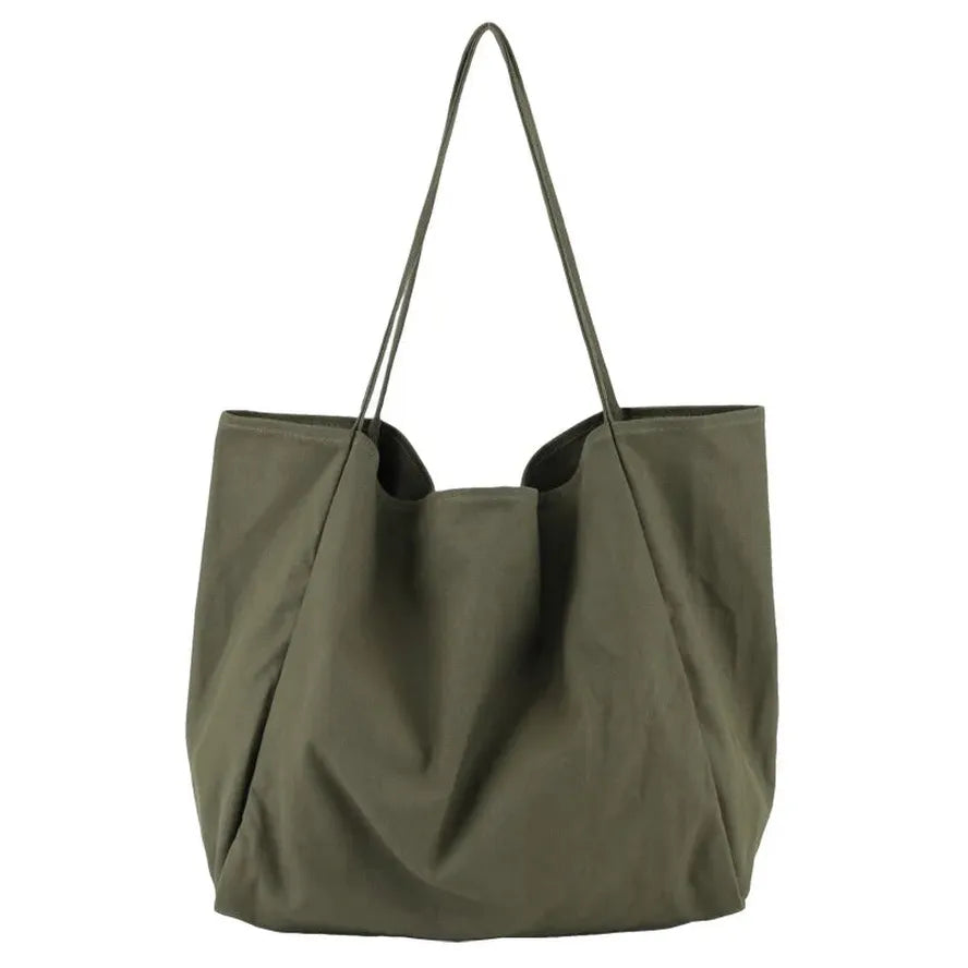 HKM-316179 Korean Style Large Canvas Shopping Bag - Simple Retro Shoulder Sling Bag