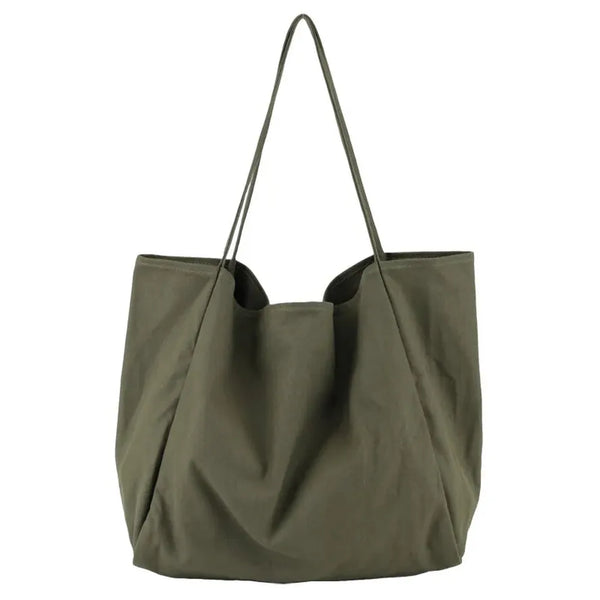 HKM-316179 Korean Style Large Canvas Shopping Bag - Simple Retro Shoulder Sling Bag