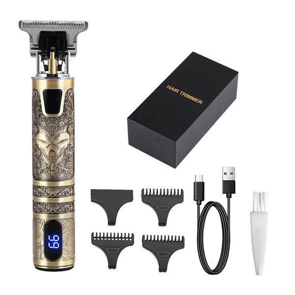 HKM-316179 Retro Rechargeable Electric Hair Clippers with Stainless Steel Blades and Accessories
