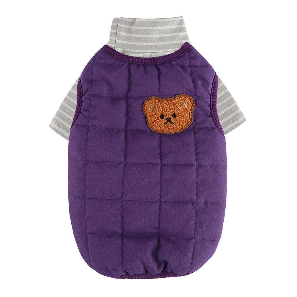HKM-3161917 Warm Cotton Padded Dog Coat with Hauling Rope for Winter Weather