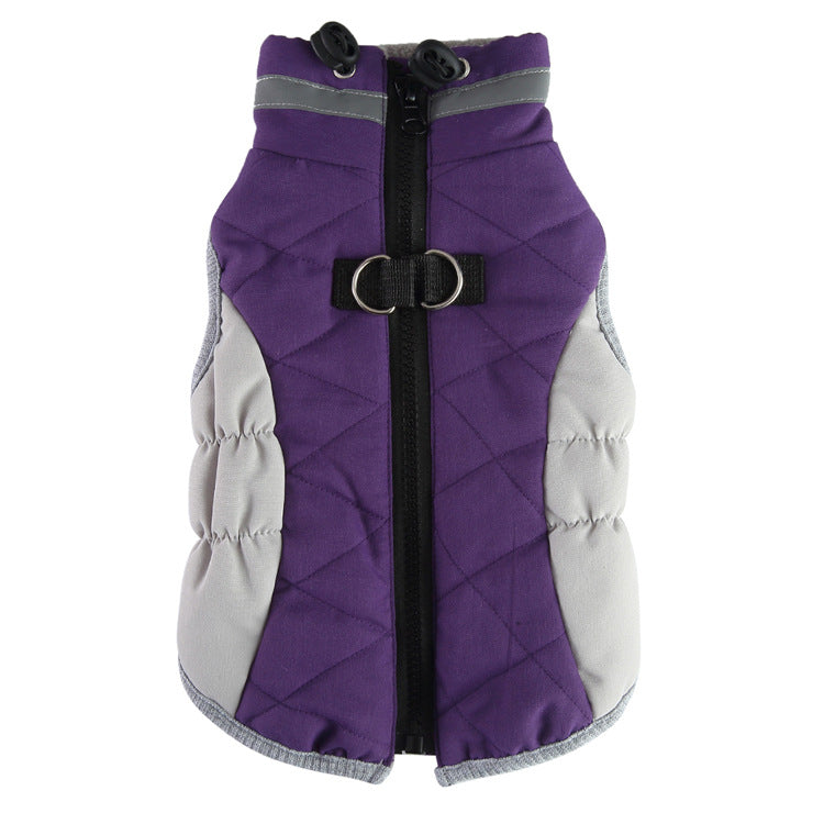 HKM-3161917 Warm Cotton Padded Dog Coat with Hauling Rope for Winter Weather