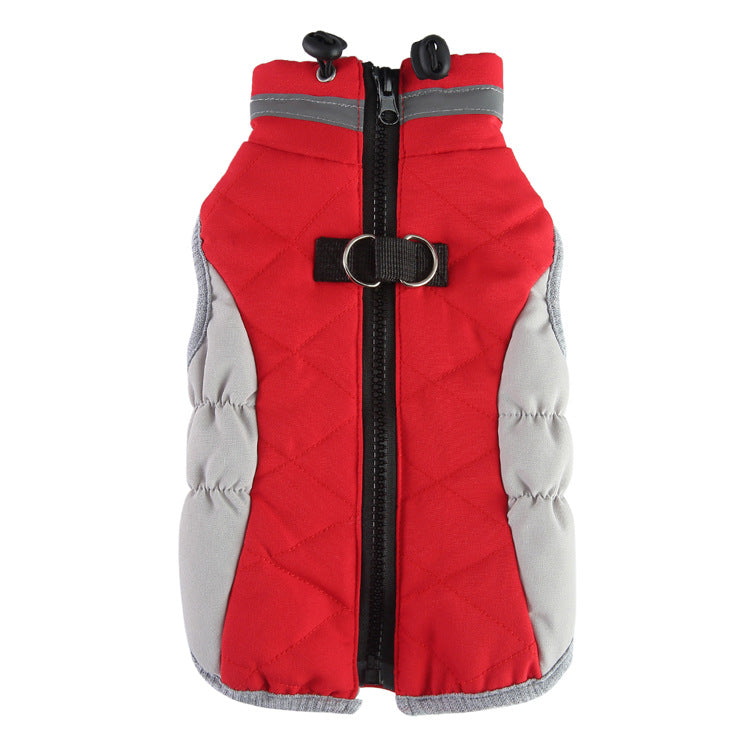 HKM-3161917 Warm Cotton Padded Dog Coat with Hauling Rope for Winter Weather