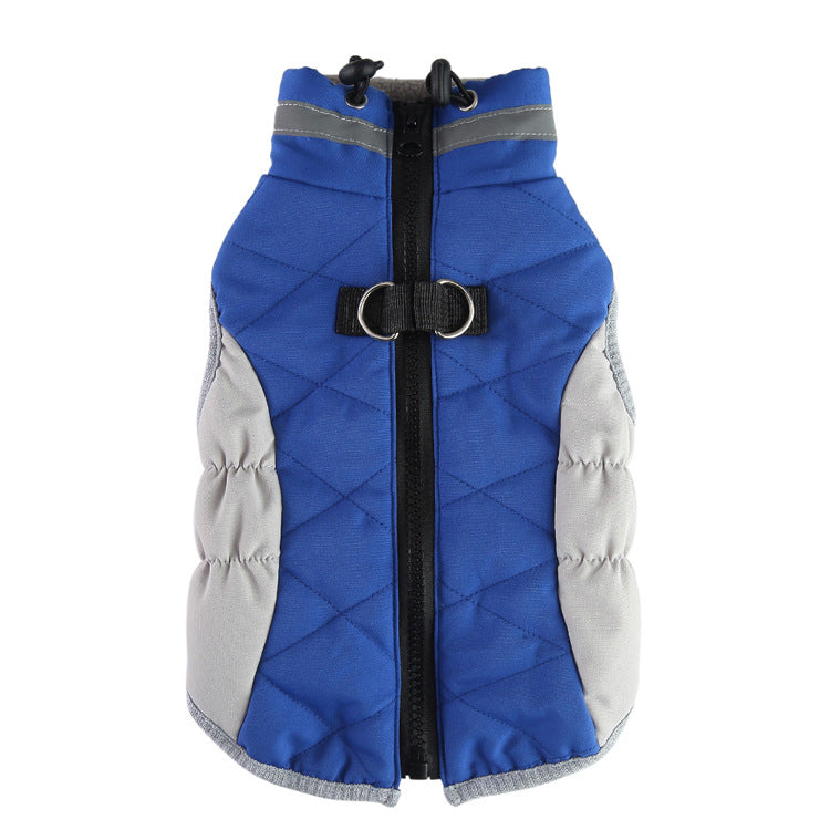 HKM-3161917 Warm Cotton Padded Dog Coat with Hauling Rope for Winter Weather