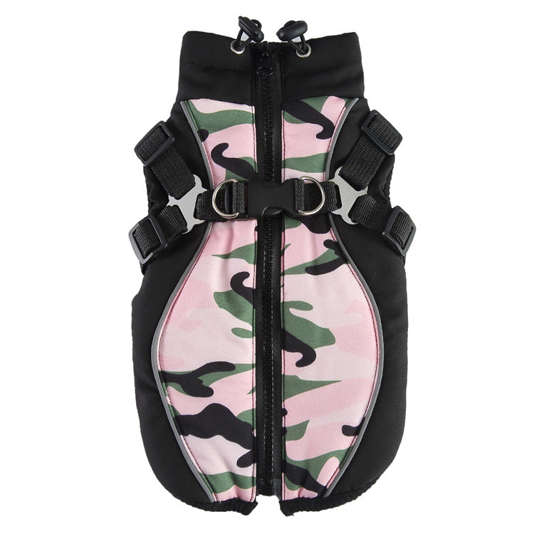 HKM-3161917 Warm Cotton Padded Dog Coat with Hauling Rope for Winter Weather